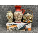 West Germany handle vase, Black and Decker DustBuster in box and others
