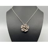 Ladies silver snake chain and cz set rose pendant 17.9g