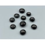 10 Natural black catseye oval cabochons 11mm