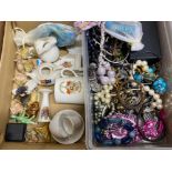 Job lot of costume jewellery together with miscellaneous Wade & commemorative ware