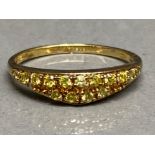 Silver gilt yellow gemstone set ring, size S, 2.3G gross