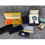 Mixed lot comprising of mobile phones, darts set, gents wristwatch, rings etc