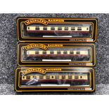 3x Mainline Railways OO gauge model carriages - carriage numbers W24720, M3940M, M3934M all with