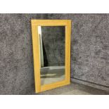 Large modern light oak framed rectangular shaped hall mirror - 80x141cm