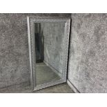 Rectangular shaped chrome effect framed bevelled hall mirror - 80x142cm