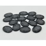 16 x black Intaglios 20mm x 15mm ovals