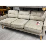 G-plan three seater sofa, upholstered in a light grey fabric