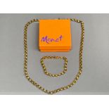 Gold plated belcher link necklace & matching bracelet 2 piece set by Monet - boxed