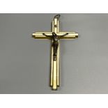 Brass mother of Pearl crucifix from Italy 20cms plus smaller brass and ebony crucifix and silver