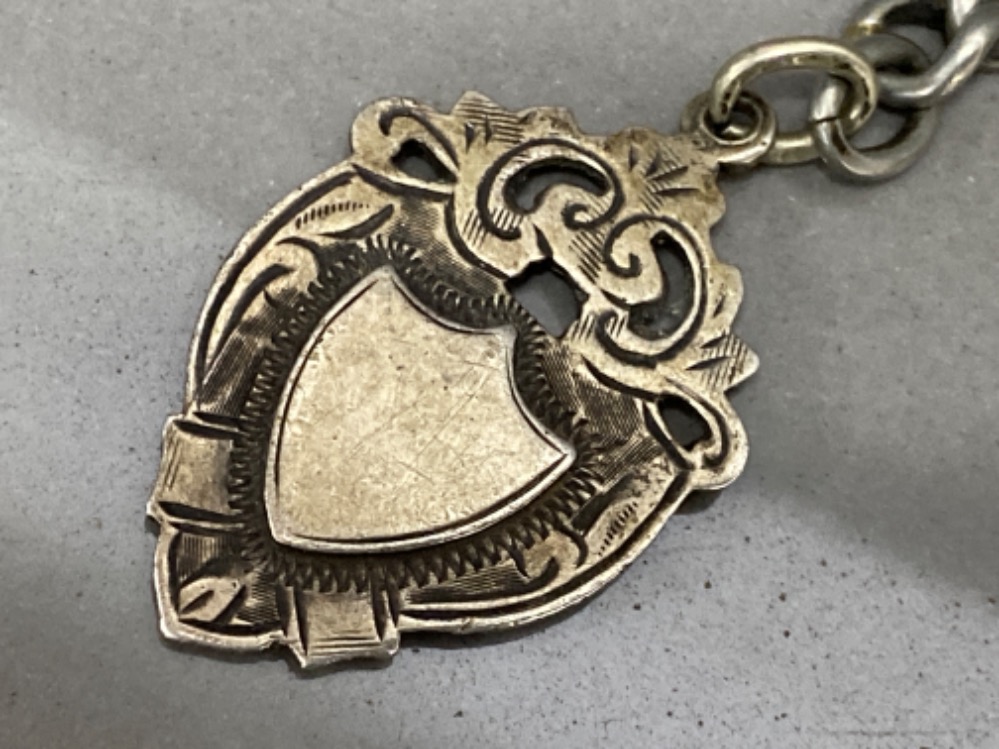 Hallmarked Birmingham silver fob on metal chain, with pocket watch key, 23.1g - Image 3 of 3