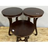 Set of 3 reproduction mahogany circular topped occasional tables