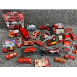 Box of mixed diecast emergency fire rescue vehicles, including Welly & Motor planet, (majority