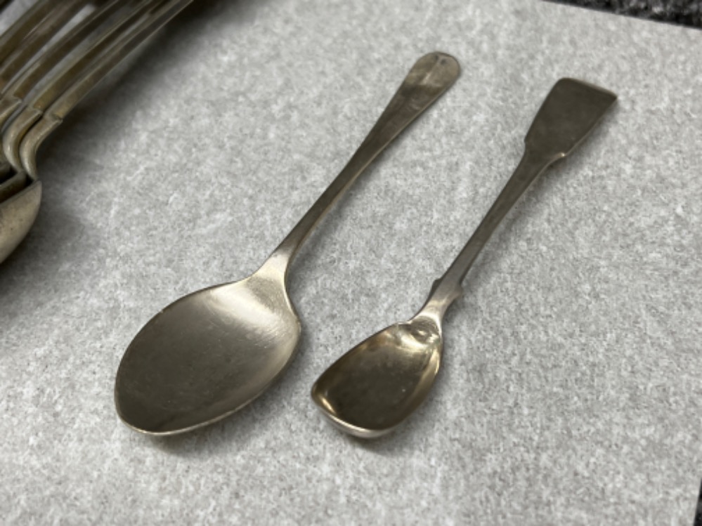 2 x silver spoons, EPNS spoons and tongs and silver plated Georgian style condiments set - Image 2 of 3