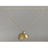 Rolled gold cameo pendant & chain & plated Victorian oblong Locket