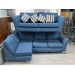 2 piece upholstered modern suite comprising of a corner settee & two seater sofa, upholstered in a