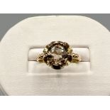 Ladies 9ct gold Smokey Quartz solitaire ring. 2.2g size M