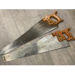 Vintage Spear & Jackson Sheffield “Spearior 88” hand saw plus one other