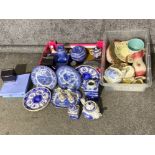 3 boxes containing a large quantity of blue & white Ringtons ware