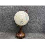 Reproduction mahogany based revolving 12 inch diameter Globe from the “world classic series”