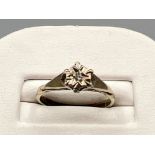 Vintage 9ct gold diamond solitaire ring. Size L (2.2g)