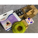 Large quantity of light switches, underfloor heating cable kits & door locks etc, boxed