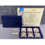 7x Gold plated British Banknote commemorative coins each with COA