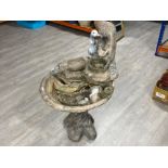 Large nicely decorated concrete water feature (animal/tree trunk design) H104cm x W53cm