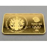 Solid 9ct gold Team GB Olympic 2022 gold bar (5.1g)