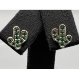 Brand new ex display silver Cactus green stone stud earrings