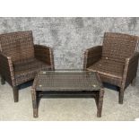 2 Ratten design garden chairs and matching table