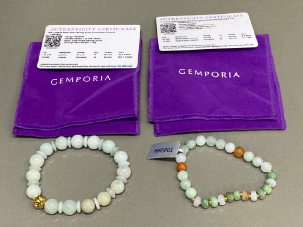 Two jadeite bracelets by Gemporia with COAs and slips - Bild 2 aus 2