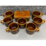 Total of 8 pieces of vintage Hornsea ware, includes lidded butter dish, beaker & 6x cups