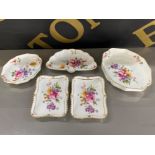 5 pieces of Royal Crown Derby posies including Buttercurl dish