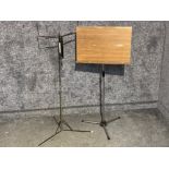 Two vintage folding & adjustable music stands (orchestral sheet music)