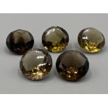 5 x Smokey Quartz 20mm round cut gemstones