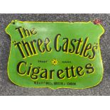Vintage metal hanging advertising sign ‘The Three Castles Cigarettes’ 57x40cm