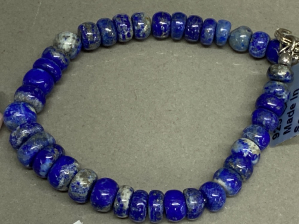 Three gemstone bracelets including Lapis Lazuli and bookmark by Gemporia with COAs - Bild 2 aus 3