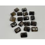 18 x Smokey Quartz emerald cut 25mm x 18mm gemstones