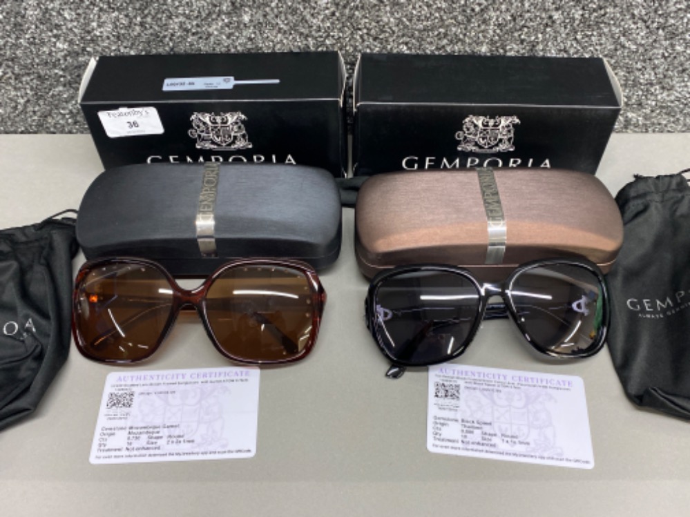Two pairs of sunglasses by Gemporia with COAs, cases & pouches also original boxes