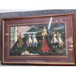 Indian watercolour on silk depicting a royal procession 48.5 x 83cm