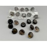 20 x Smokey Quartz 16mm round brilliant cut gemstones
