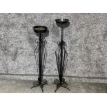 2x large wrought iron adjustable pillar candle holders