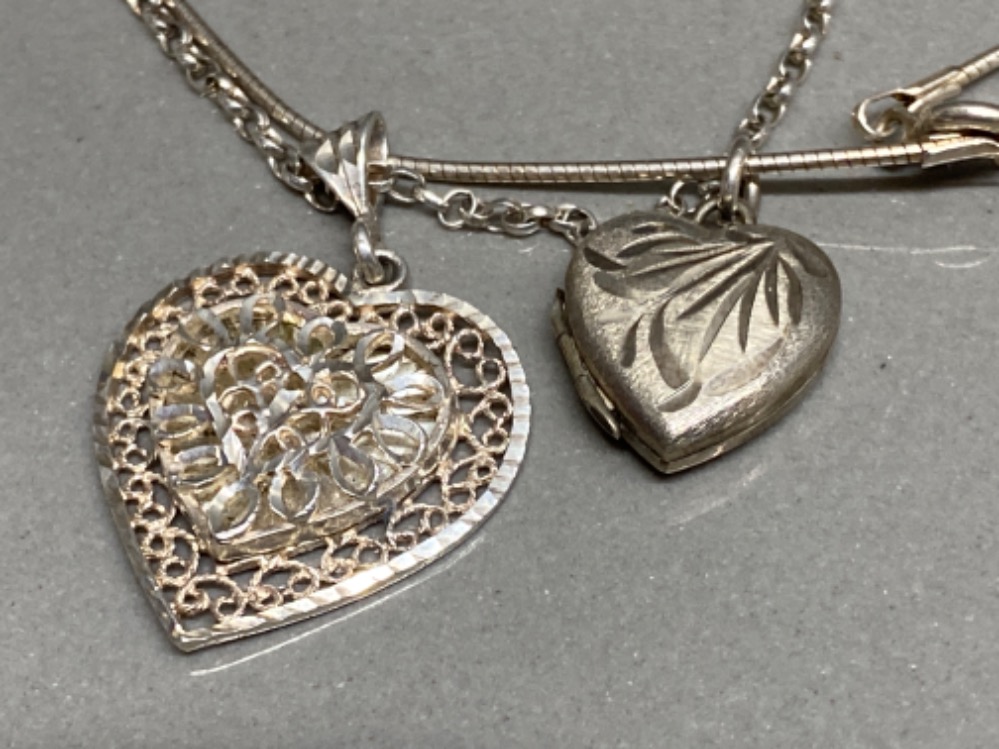 3x silver items includes charm bracelet with pineapple charms & 2x necklaces with heart shape - Image 3 of 3