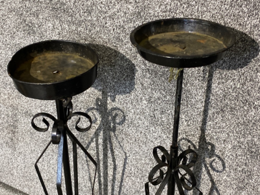 2x large wrought iron adjustable pillar candle holders - Image 2 of 2