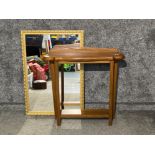 Wooden hall table and gilt framed mirror