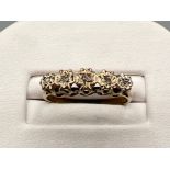 Vintage 9ct gold diamond 5 stone ring. Size N1/2 (1.9g)