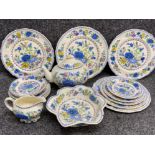 Total of 17 pieces of Masons ‘Regency’ patterned dinnerware, including plates, teapot etc