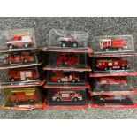 Total of 12 diecast Delprado fire fire service vehicles, boxed