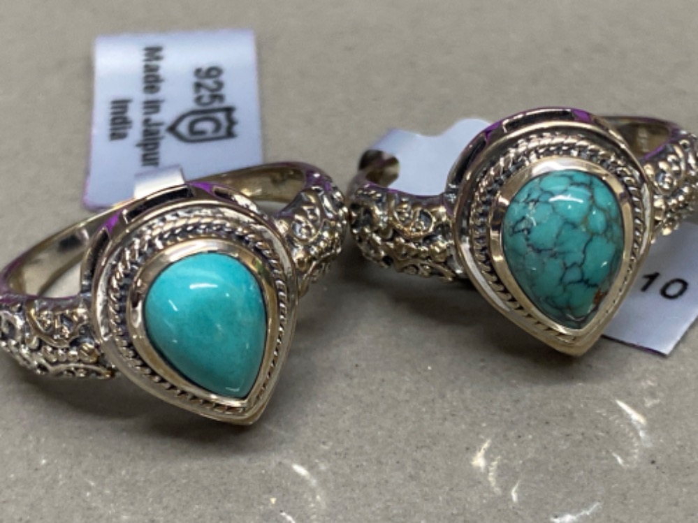 Three silver rings by Gemporia two turquoise sizes P T and T 1/2 17g gross with COAs and slips - Image 2 of 3