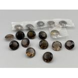 17 x Smokey Quartz 16mm round brilliant cut gemstones